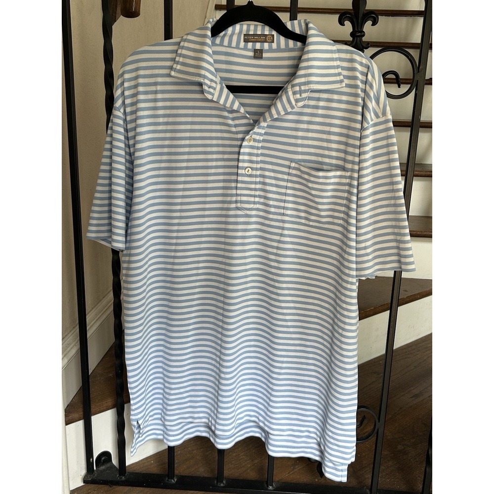 Men's Large Peter Millar Polo Shirt Short Sleeves Pullover Golf